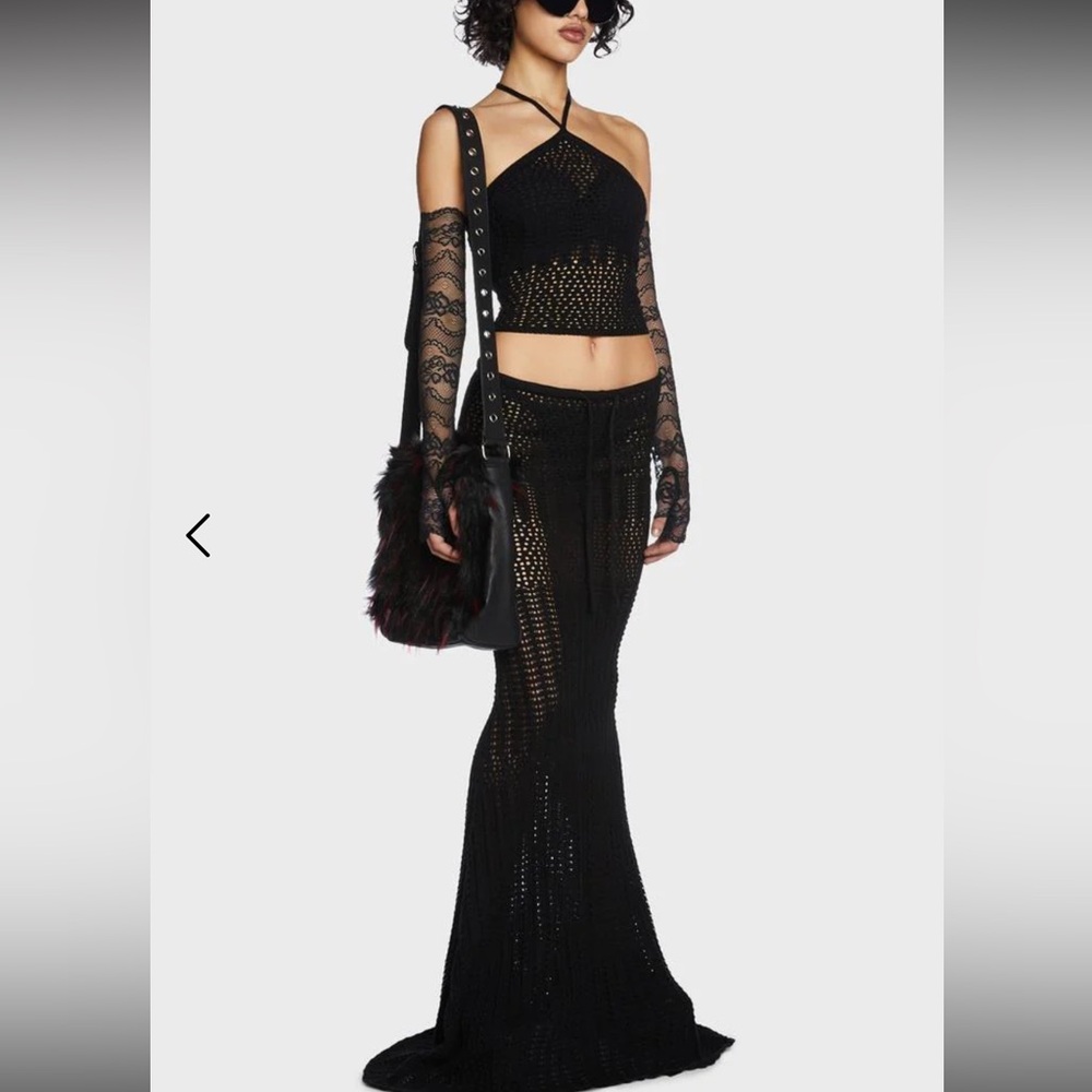 Generation Kiss Black Crochet Maxi Skirt Set